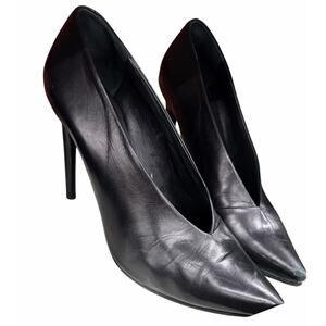 PROENZA SCHOULER Heels Pumps •40/ 9•Black Leather Trap Stiletto Vamp Witch Italy